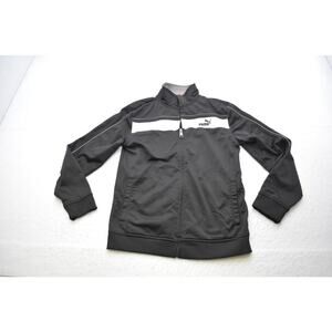 Puma Track Jacket Full Zip Black Long Sleeve Athletic Sweater Boys Size Large